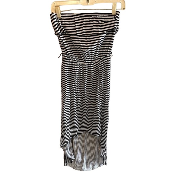 Trixxi NWT Black White Striped High Low Jersey Knit Strapless Dress Size M - Picture 1 of 8